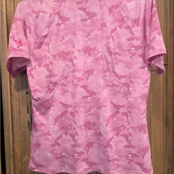 G/Fore Icon Camo Tech Jersey Quarter Zip Top Large Lilac Womens Golf - Picture 4 of 4